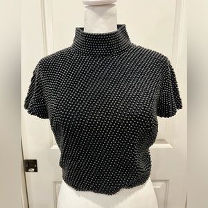 Vintage VIE By Victoria Royal Black 100% Pearl Beaded Top Size 8